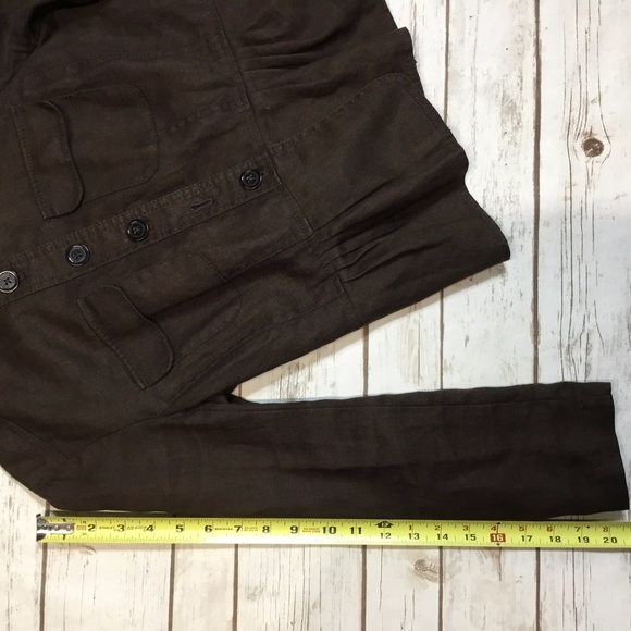 Chocolate Brown Linen Jacket with Mandarin Collar - Picture 8 of 8